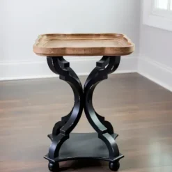 Accent & End Tables-Kirkland's Home And Natural Corina Scalloped Accent Table Black