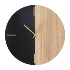 Clocks-Kirkland's Home And Natural 2-Tone Wood Wall Clock Black
