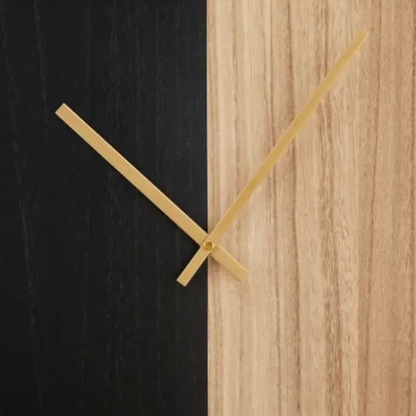 Clocks-Kirkland's Home And Natural 2-Tone Wood Wall Clock Black