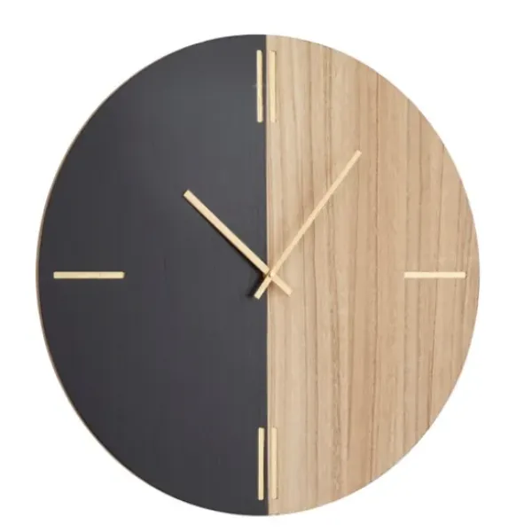 Clocks-Kirkland's Home And Natural 2-Tone Wood Wall Clock Black