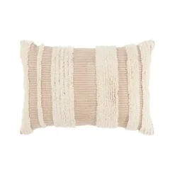 Pillows-Kirkland's Home And Natural Tufted Stripes Lumbar Pillow Tan
