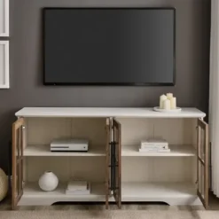 Tv Stands & Media Consoles-Kirkland's Home And Rustic Oak Glass Door Tv Stand White