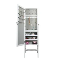 Full Length & Floor Mirrors-Kirkland's Home And Silver Wood Mirror Armoire White