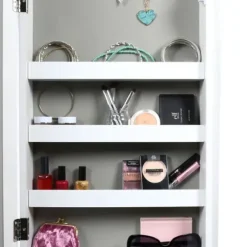 Full Length & Floor Mirrors-Kirkland's Home And Silver Wood Mirror Armoire White