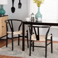 Dining Chairs-Kirkland's Home And Tan Wishbone Dining Chairs, Set Of 2 Black