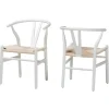 Dining Chairs-Kirkland's Home And Tan Wishbone Dining Chairs, Set Of 2 White