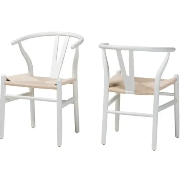 Dining Chairs-Kirkland's Home And Tan Wishbone Dining Chairs, Set Of 2 White