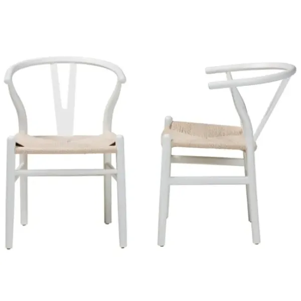 Dining Chairs-Kirkland's Home And Tan Wishbone Dining Chairs, Set Of 2 White