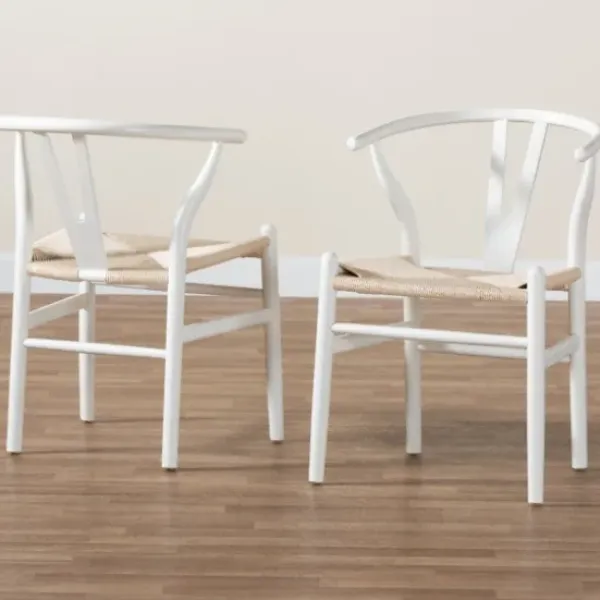 Dining Chairs-Kirkland's Home And Tan Wishbone Dining Chairs, Set Of 2 White