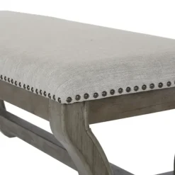 Benches & Ottomans-Kirkland's Home And Wash Nailhead Trim Bench Gray
