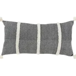 Pillows-Kirkland's Home And White Artisanal Stripes Lumbar Pillow Black