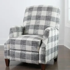Accent Chairs-Kirkland's Home And White Buffalo Check Recliner Gray