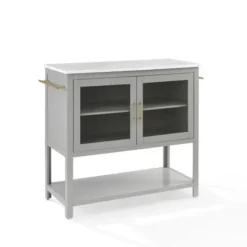 Kitchen Islands & Bar Carts-Kirkland's Home And White Marble Top Kitchen Island Gray
