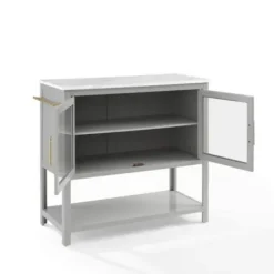 Kitchen Islands & Bar Carts-Kirkland's Home And White Marble Top Kitchen Island Gray