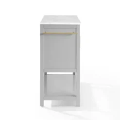 Kitchen Islands & Bar Carts-Kirkland's Home And White Marble Top Kitchen Island Gray