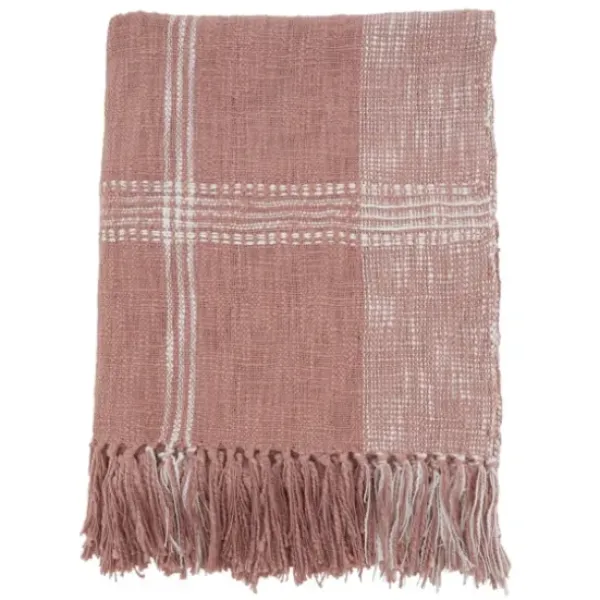 Blankets & Throws-Kirkland's Home And White Plaid Throw Blanket Pink