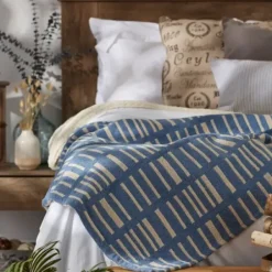 Blankets & Throws-Kirkland's Home And White Urban Throw Blue