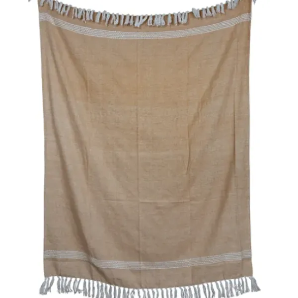 Blankets & Throws-Kirkland's Home And White With Fringe Throw Blanket Tan