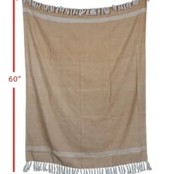 Blankets & Throws-Kirkland's Home And White With Fringe Throw Blanket Tan