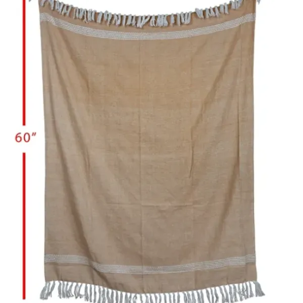 Blankets & Throws-Kirkland's Home And White With Fringe Throw Blanket Tan
