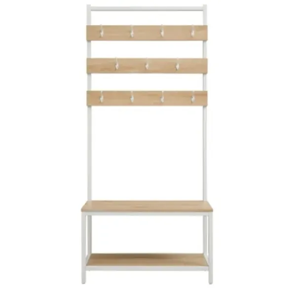 Entryway Furniture-Kirkland's Home And White Wood Bench Hall Tree Brown