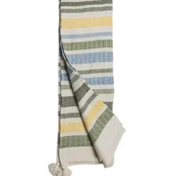 Blankets & Throws-Kirkland's Home And Yellow Stripe Throw Blanket Blue