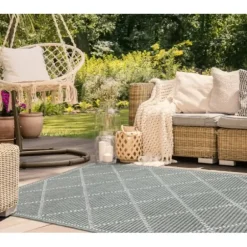 Outdoor Rugs-Kirkland's Home Andros Reef Captiva Outdoor Area Rug, 7X9 Blue/Tan