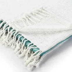 Blankets & Throws-Kirkland's Home Angel Blue Shibori Slab Fringe Throw Blue/White