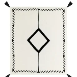 Blankets & Throws-Kirkland's Home Anna Black And White Diamond Throw White/Black