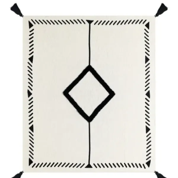 Blankets & Throws-Kirkland's Home Anna Black And White Diamond Throw White/Black