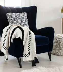 Blankets & Throws-Kirkland's Home Anna Black And White Diamond Throw White/Black
