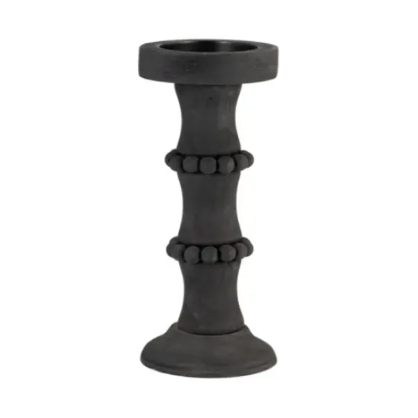 Candle Holders-Kirkland's Home Antique Beaded Column Candle Holder, 11 In. Black