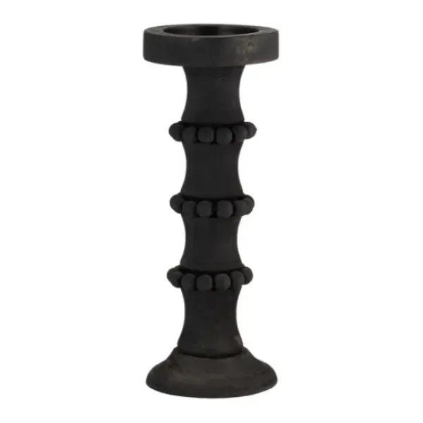 Candle Holders-Kirkland's Home Antique Beaded Column Candle Holder, 13 In. Black