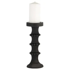 Candle Holders-Kirkland's Home Antique Beaded Column Candle Holder, 13 In. Black