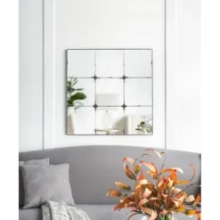 Decorative Mirrors-Kirkland's Home Antique Black Floral Panel Square Mirror