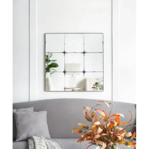 Decorative Mirrors-Kirkland's Home Antique Black Floral Panel Square Mirror