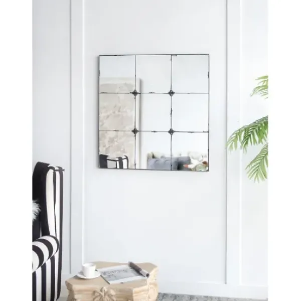Decorative Mirrors-Kirkland's Home Antique Black Floral Panel Square Mirror