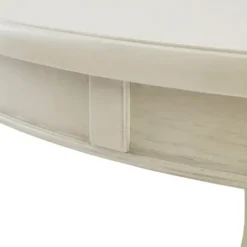 Dining Tables-Kirkland's Home Antique Cream Wood Pedestal Round Dining Table