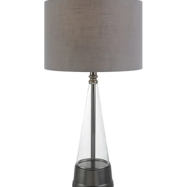 Table Lamps-Kirkland's Home Antique Dark Nickel Cone Base Table Lamp Gray