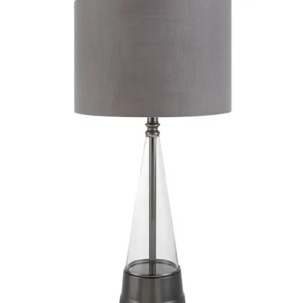 Table Lamps-Kirkland's Home Antique Dark Nickel Cone Base Table Lamp Gray