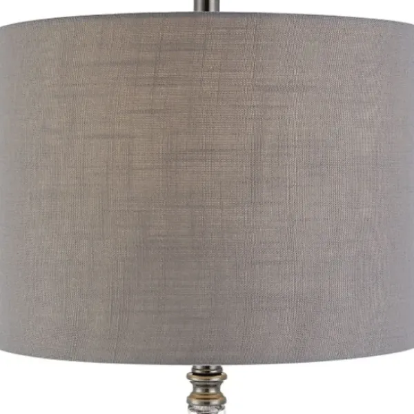 Table Lamps-Kirkland's Home Antique Dark Nickel Cone Base Table Lamp Gray