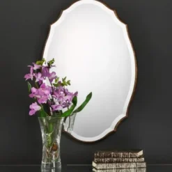Decorative Mirrors-Kirkland's Home Antique Gold Rounded Edge Wood Wall Mirror
