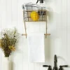 Wall Storage-Kirkland's Home Antique Gold Wire Basket Towel Rack