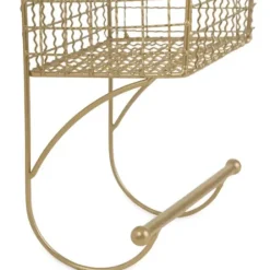 Wall Storage-Kirkland's Home Antique Gold Wire Basket Towel Rack