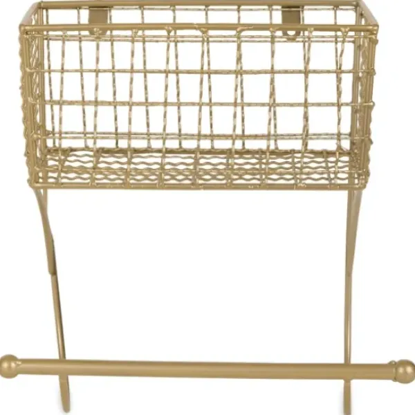 Wall Storage-Kirkland's Home Antique Gold Wire Basket Towel Rack