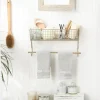 Wall Storage-Kirkland's Home Antique Gold Wire Basket Towel Rack, 17 In.