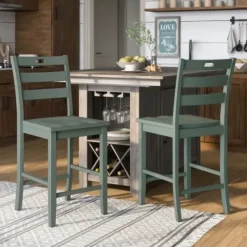 Bar Stools & Counter Height Stools-Kirkland's Home Antique Ladder Counter Stools, Set Of 2 Green