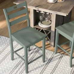 Bar Stools & Counter Height Stools-Kirkland's Home Antique Ladder Counter Stools, Set Of 2 Green