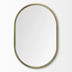 Decorative Mirrors-Kirkland's Home Antique Metal Frame Oval Wall Mirror Gold