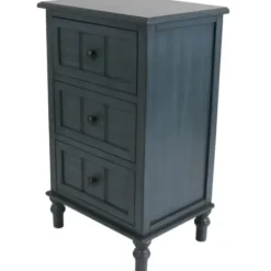 Accent & End Tables-Kirkland's Home Antique Navy 3-Drawer Chest Side Table Blue